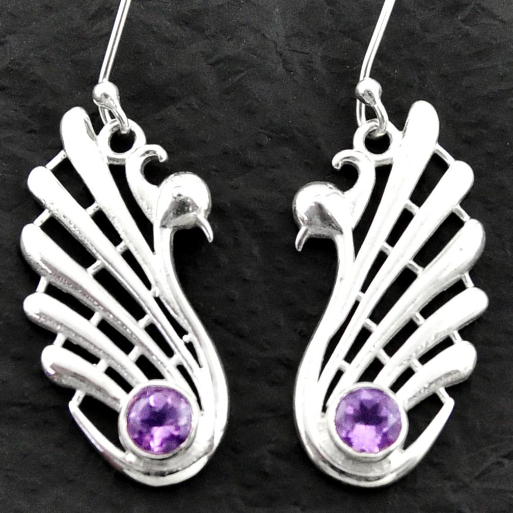 2.09cts natural purple amethyst 925 sterling silver dangle earrings d39982