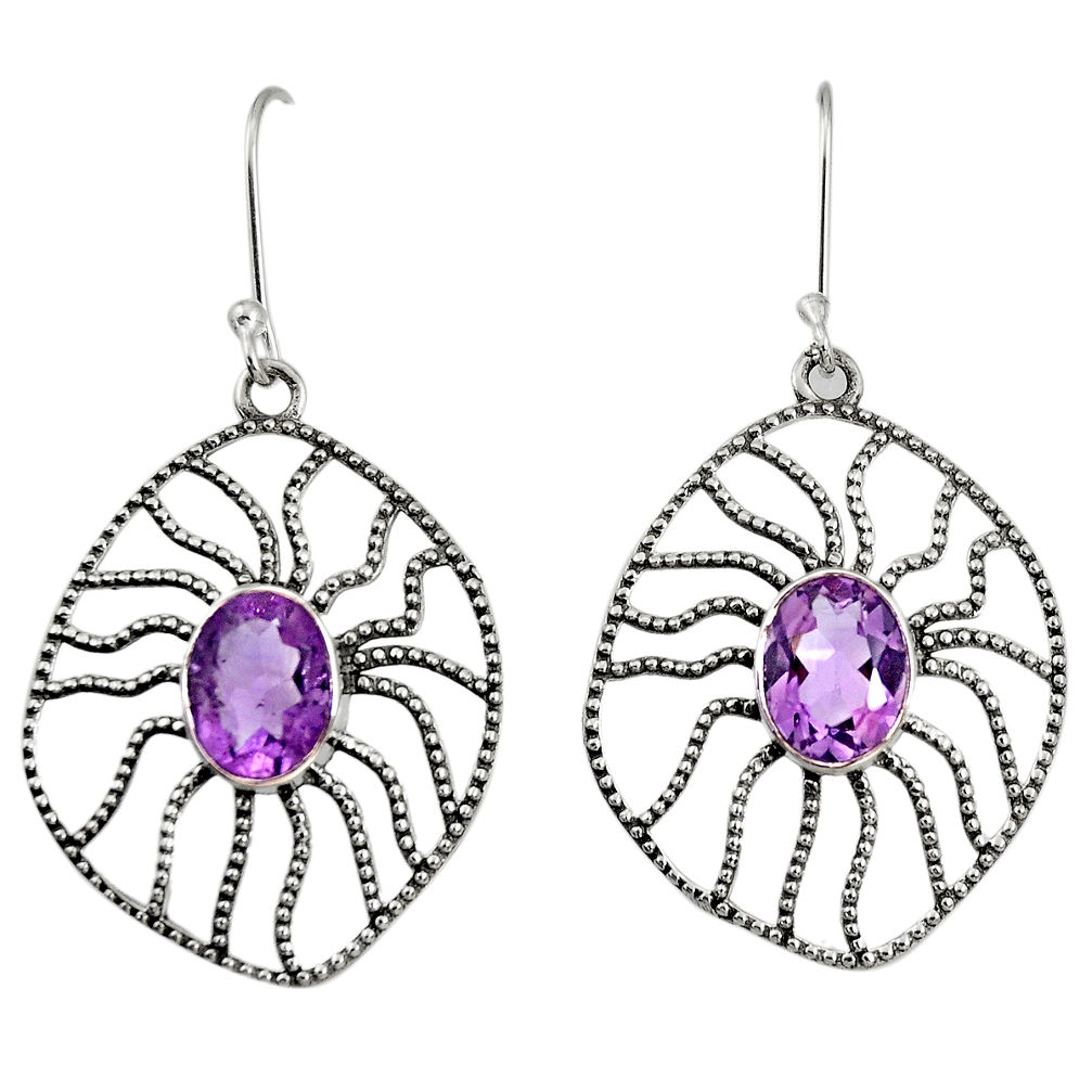 purple amethyst 925 sterling silver dangle earrings d40103