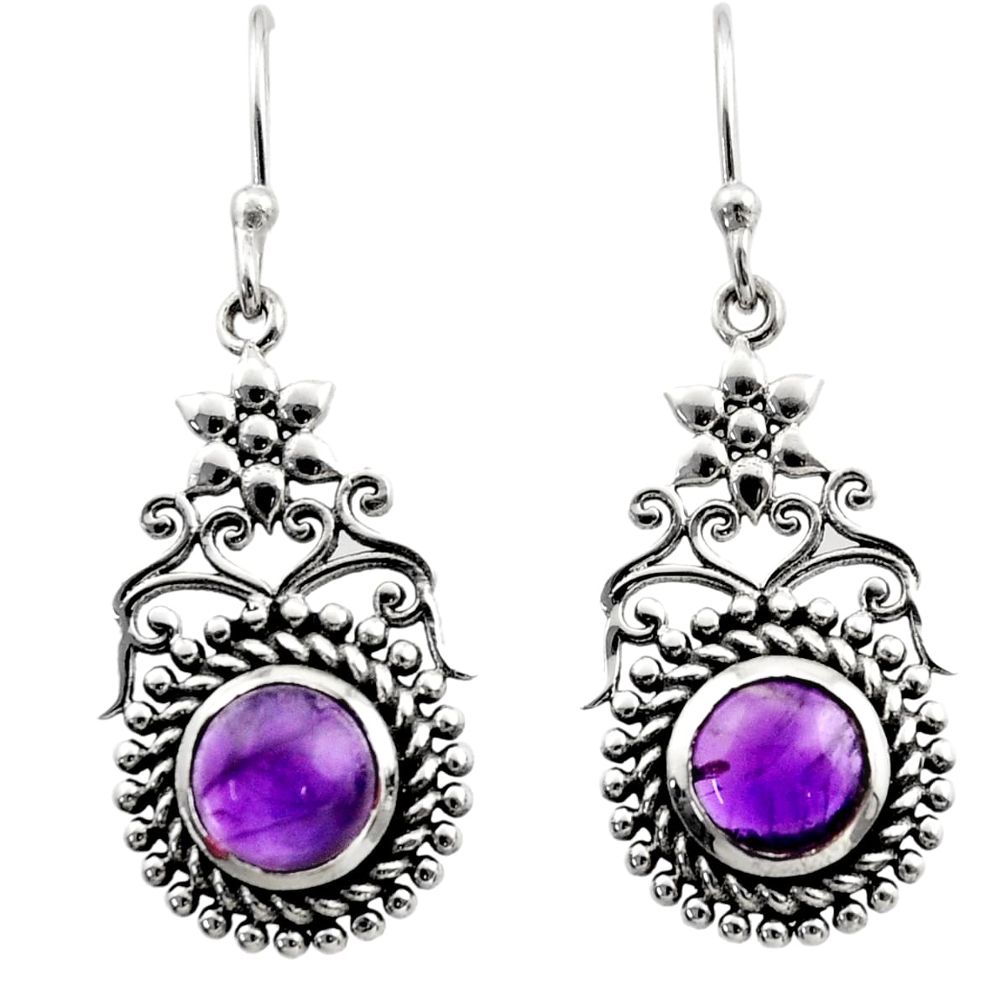 2.64cts natural purple amethyst 925 sterling silver dangle earrings d40743