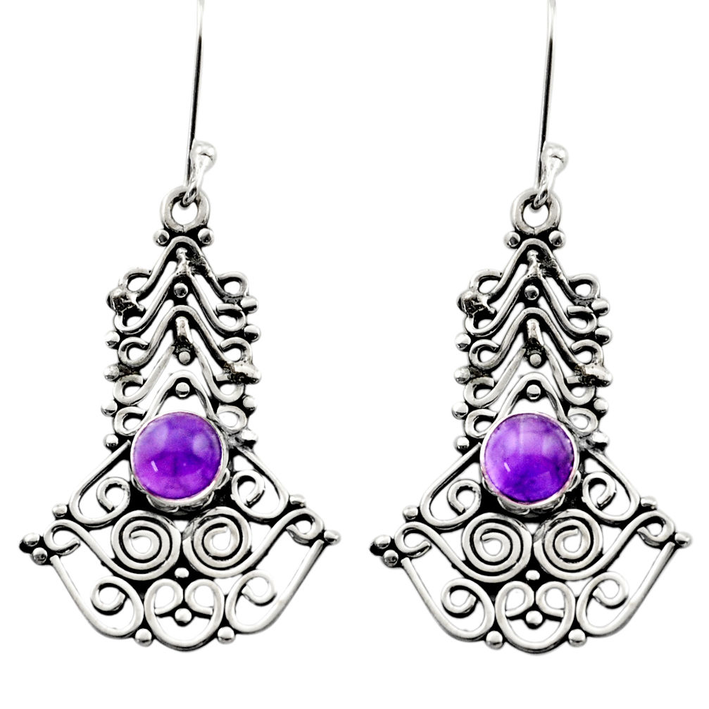 purple amethyst 925 sterling silver dangle earrings d40745