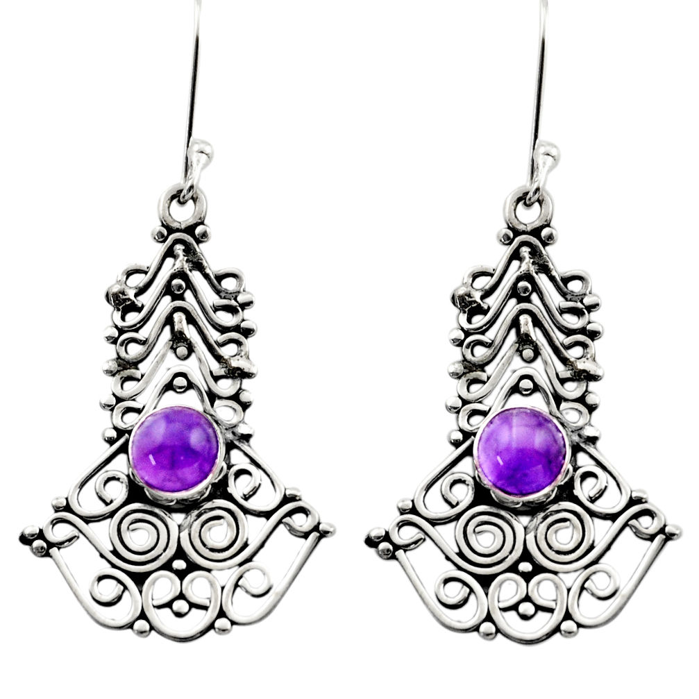 2.52cts natural purple amethyst 925 sterling silver dangle earrings d40746