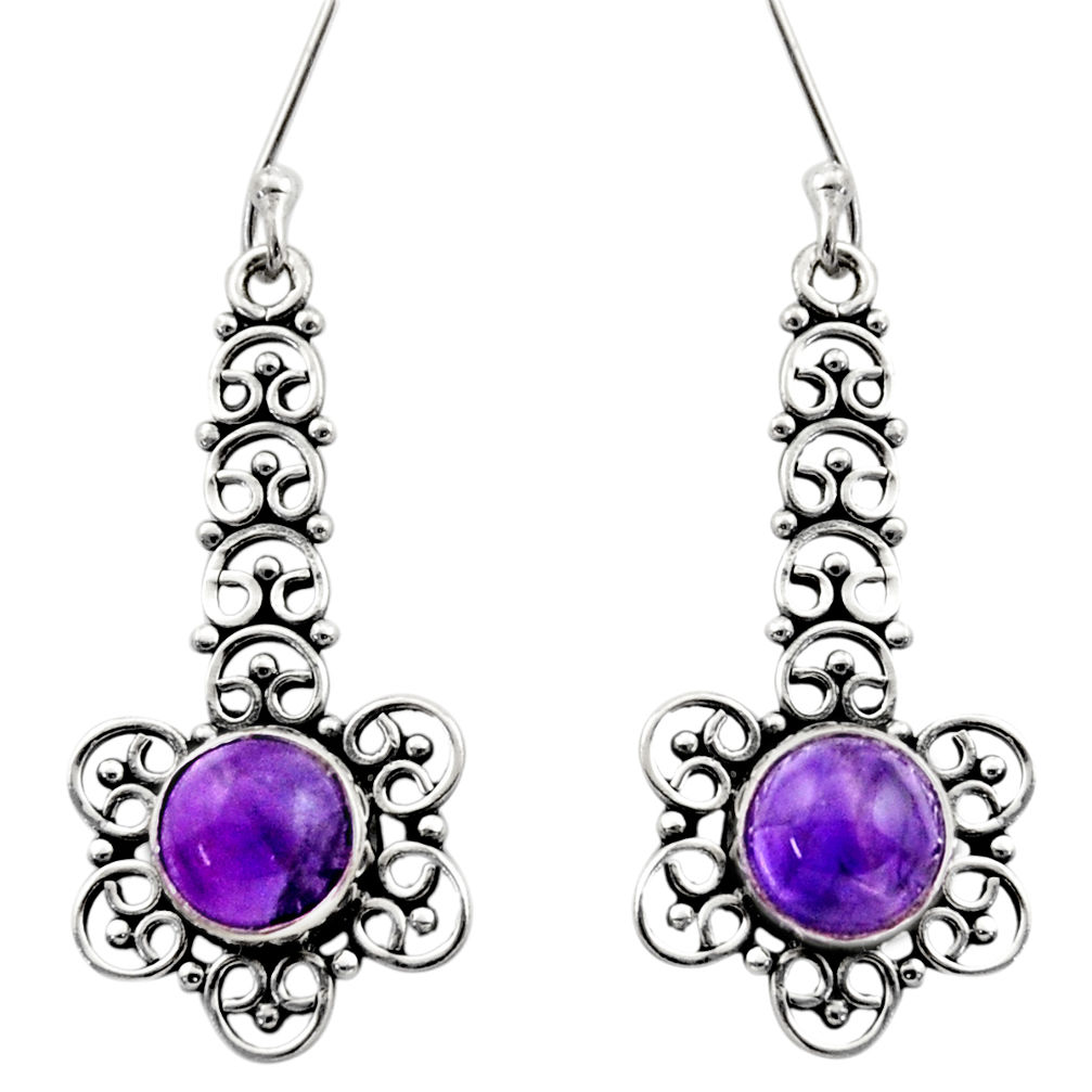 2.35cts natural purple amethyst 925 sterling silver dangle earrings d40747