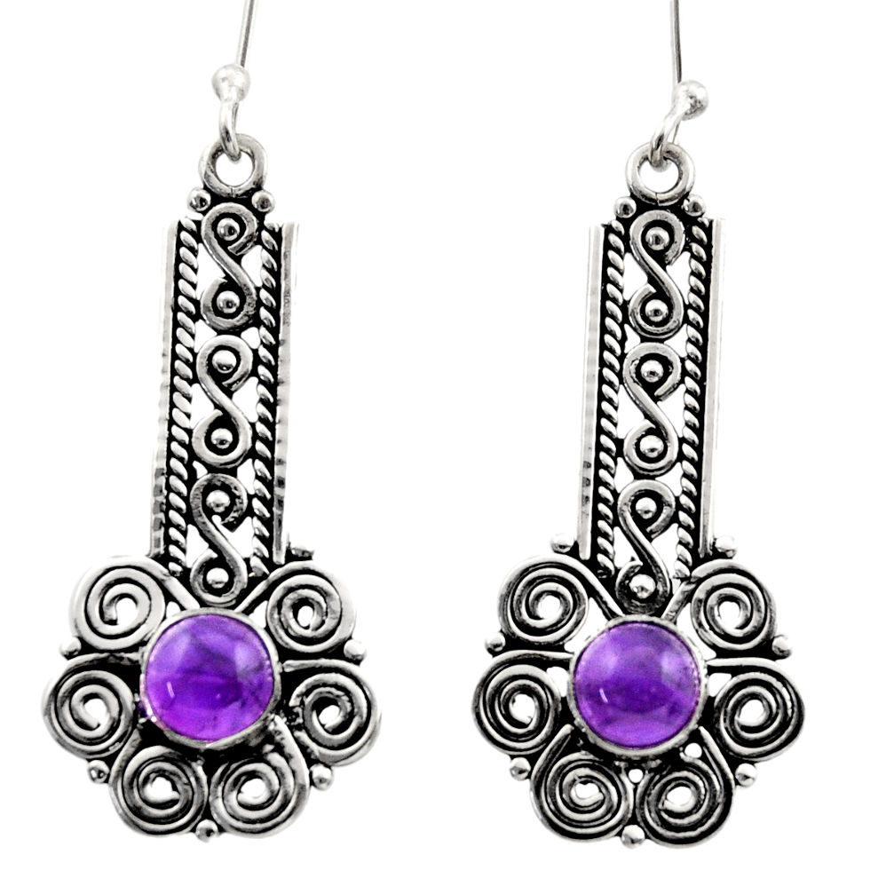 purple amethyst 925 sterling silver dangle earrings d40749