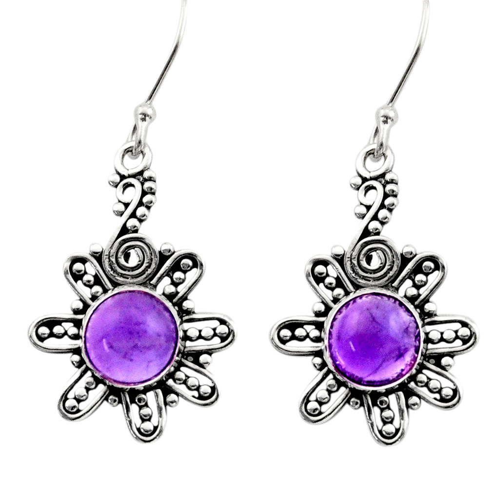 2.34cts natural purple amethyst 925 sterling silver dangle earrings d40754