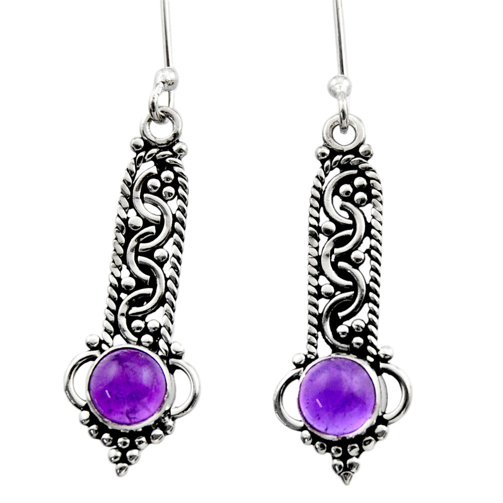 purple amethyst 925 sterling silver dangle earrings d40758