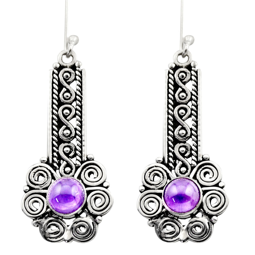 2.84cts natural purple amethyst 925 sterling silver dangle earrings d40938