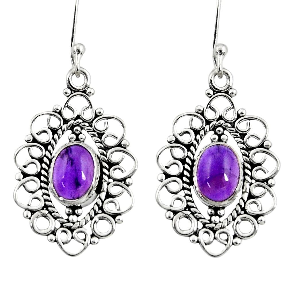 4.38cts natural purple amethyst 925 sterling silver dangle earrings d41127