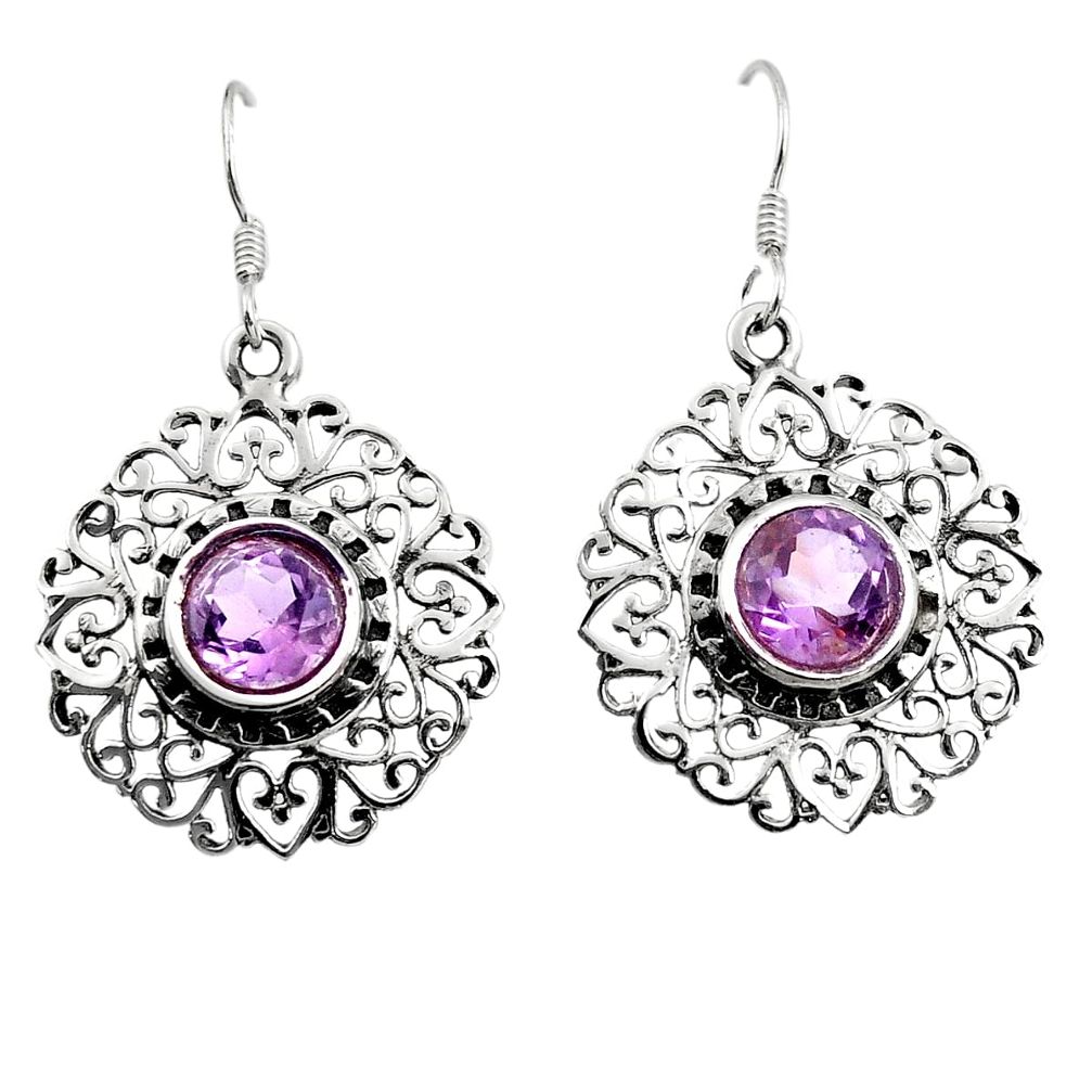 purple amethyst 925 sterling silver dangle earrings d45725