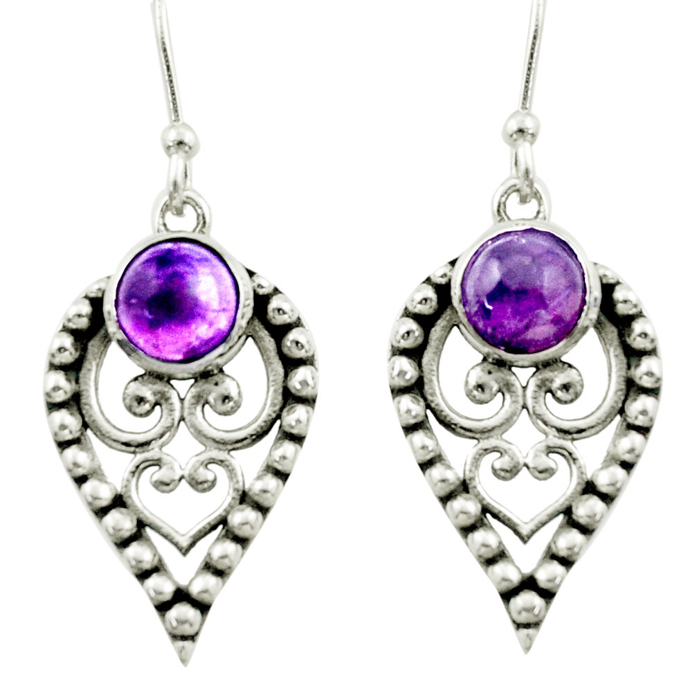 2.85cts natural purple amethyst 925 sterling silver dangle earrings d46802