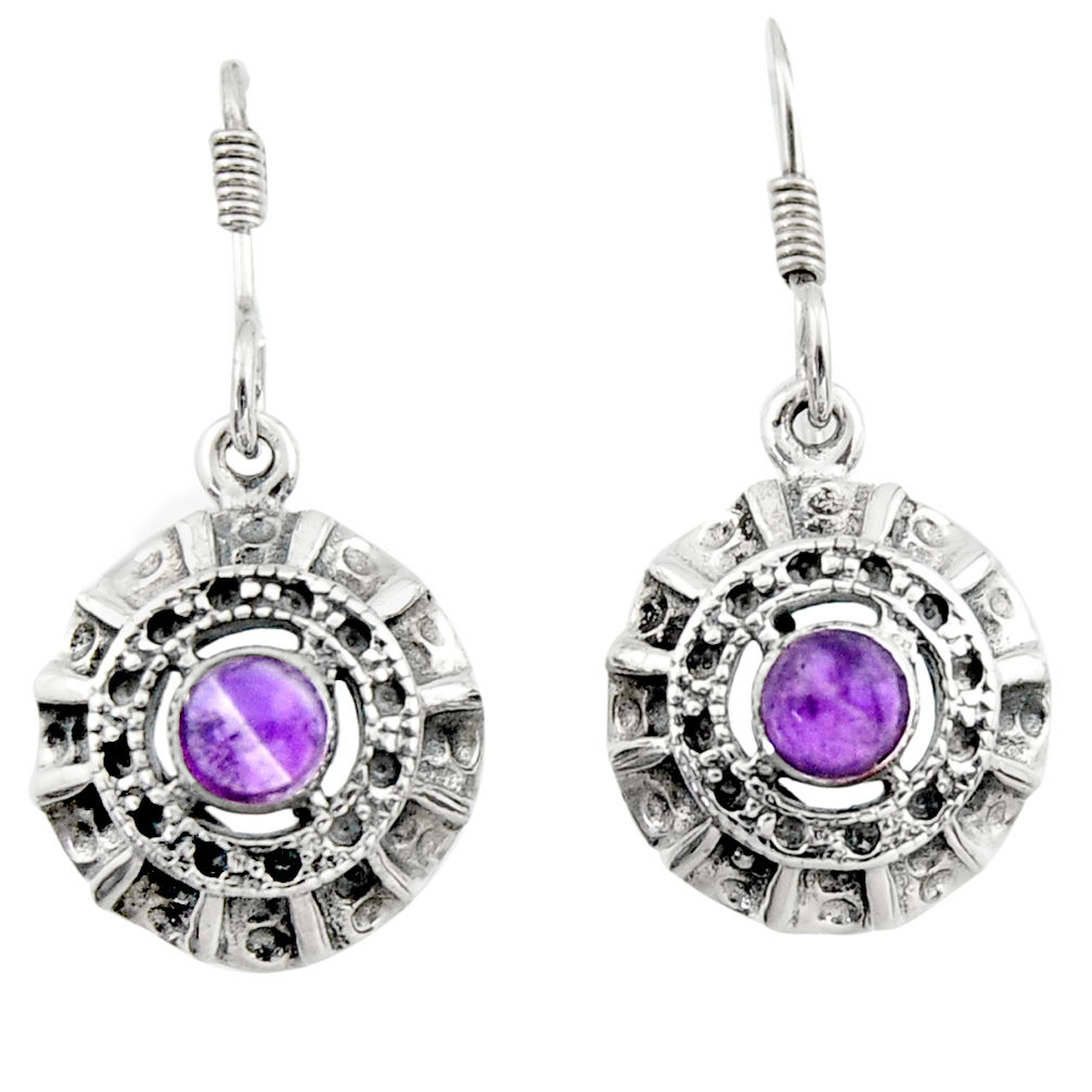 2.73cts natural purple amethyst 925 sterling silver dangle earrings d46803