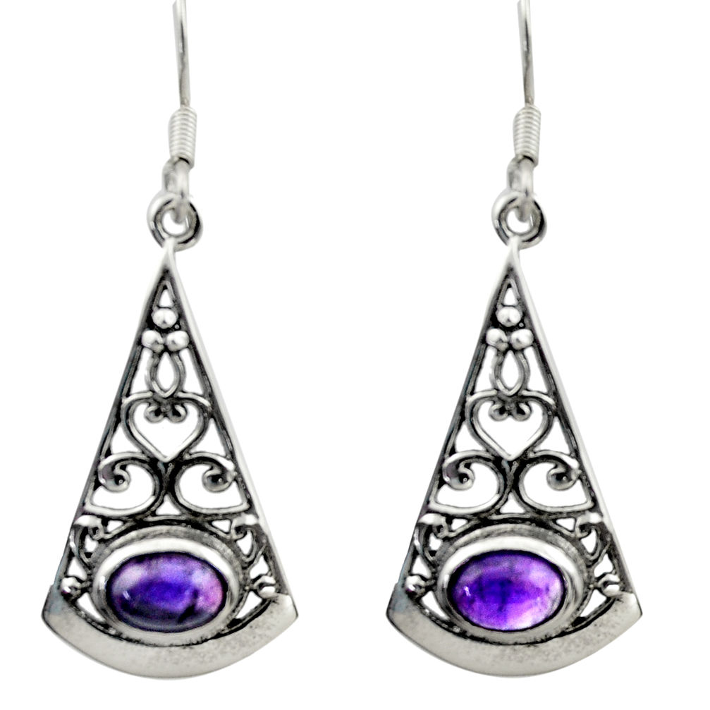 4.02cts natural purple amethyst 925 sterling silver dangle earrings d46876