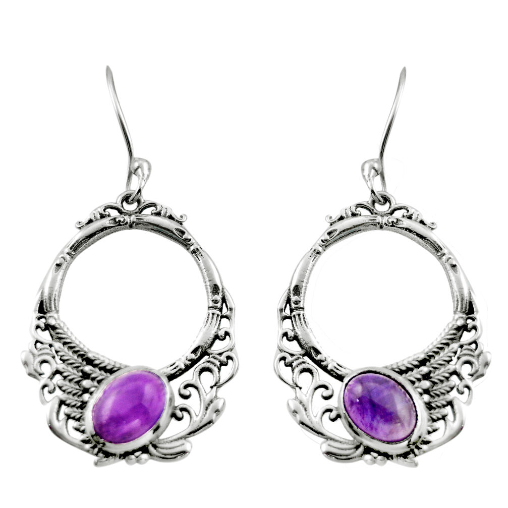 4.69cts natural purple amethyst 925 sterling silver dangle earrings d46911