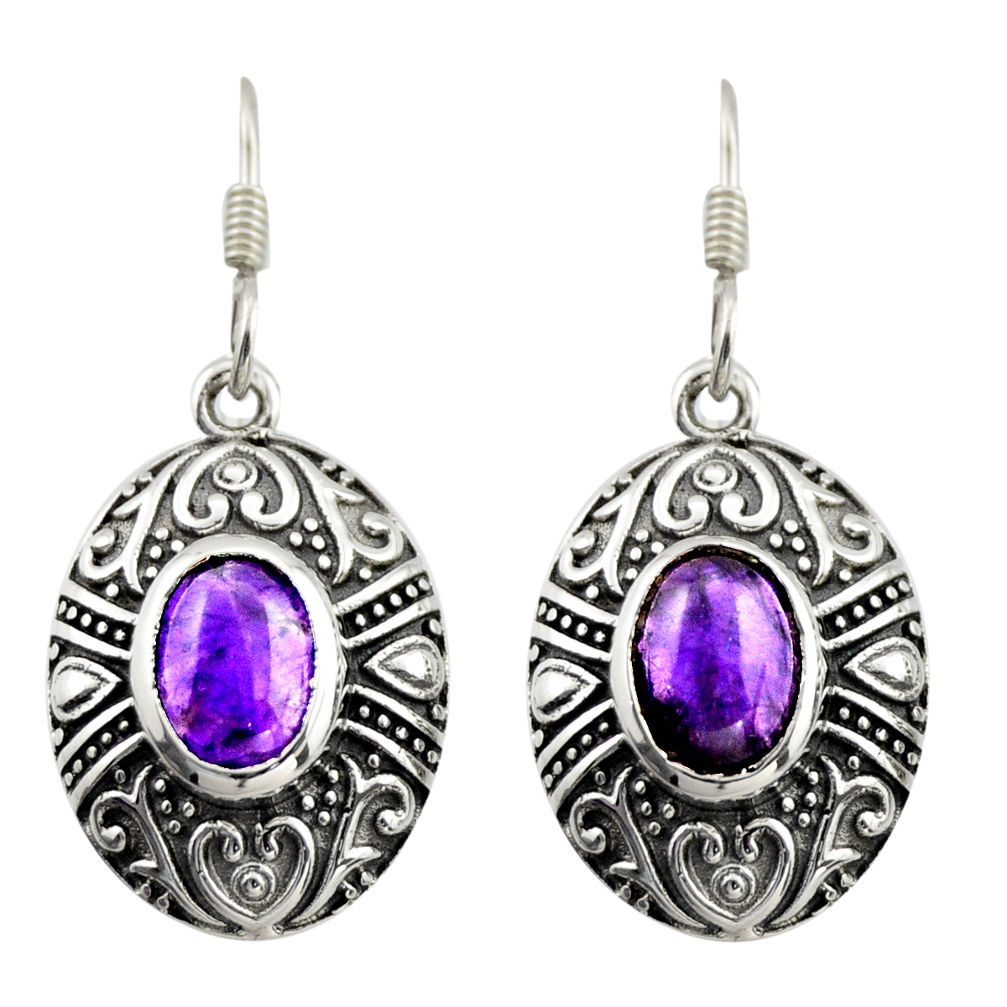 4.71cts natural purple amethyst 925 sterling silver dangle earrings d46931