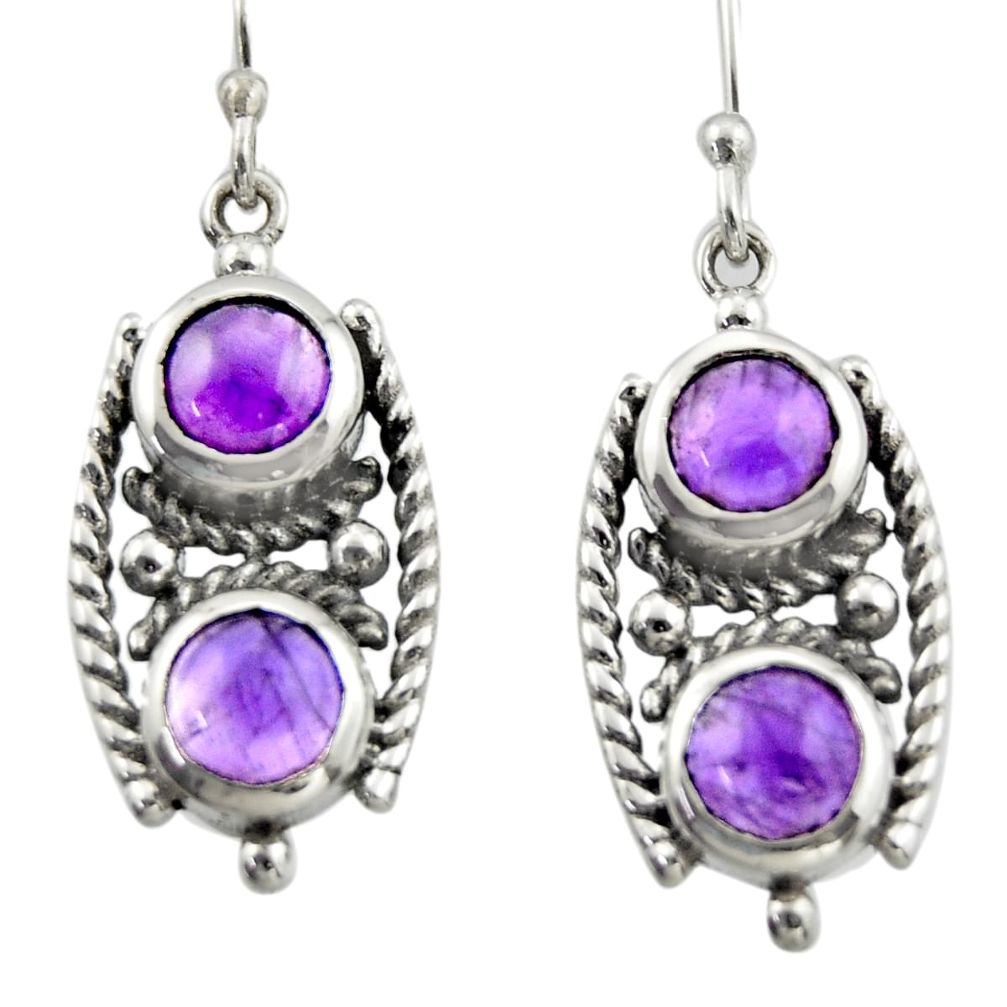 6.18cts natural purple amethyst 925 sterling silver dangle earrings d46982