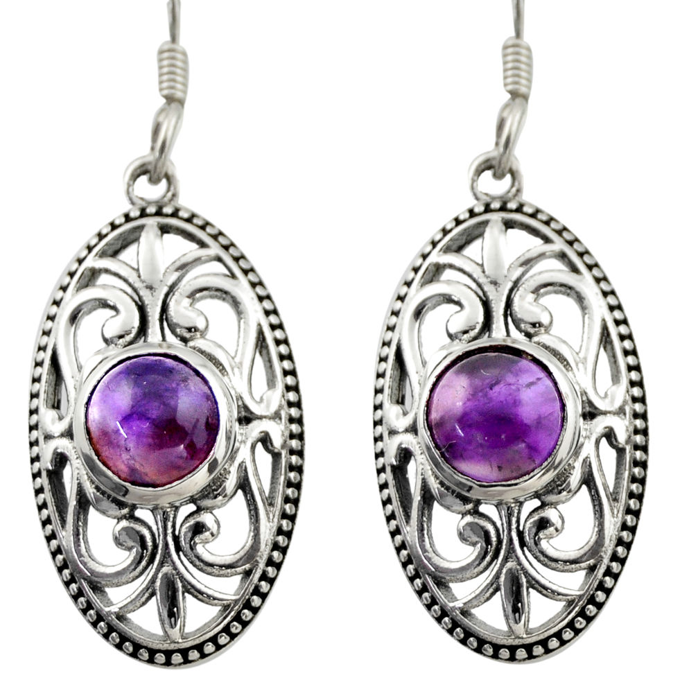 2.41cts natural purple amethyst 925 sterling silver dangle earrings d47045