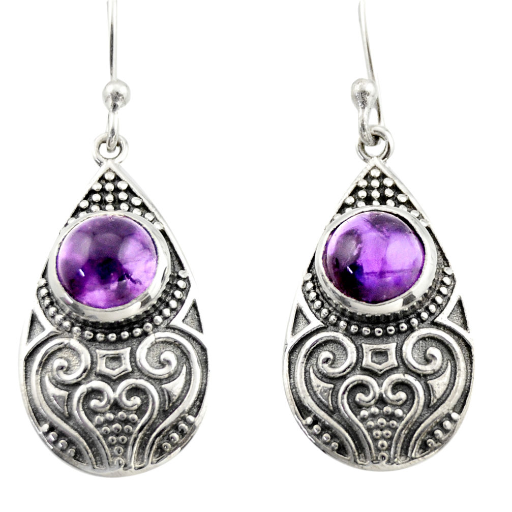 2.56cts natural purple amethyst 925 sterling silver dangle earrings d47064