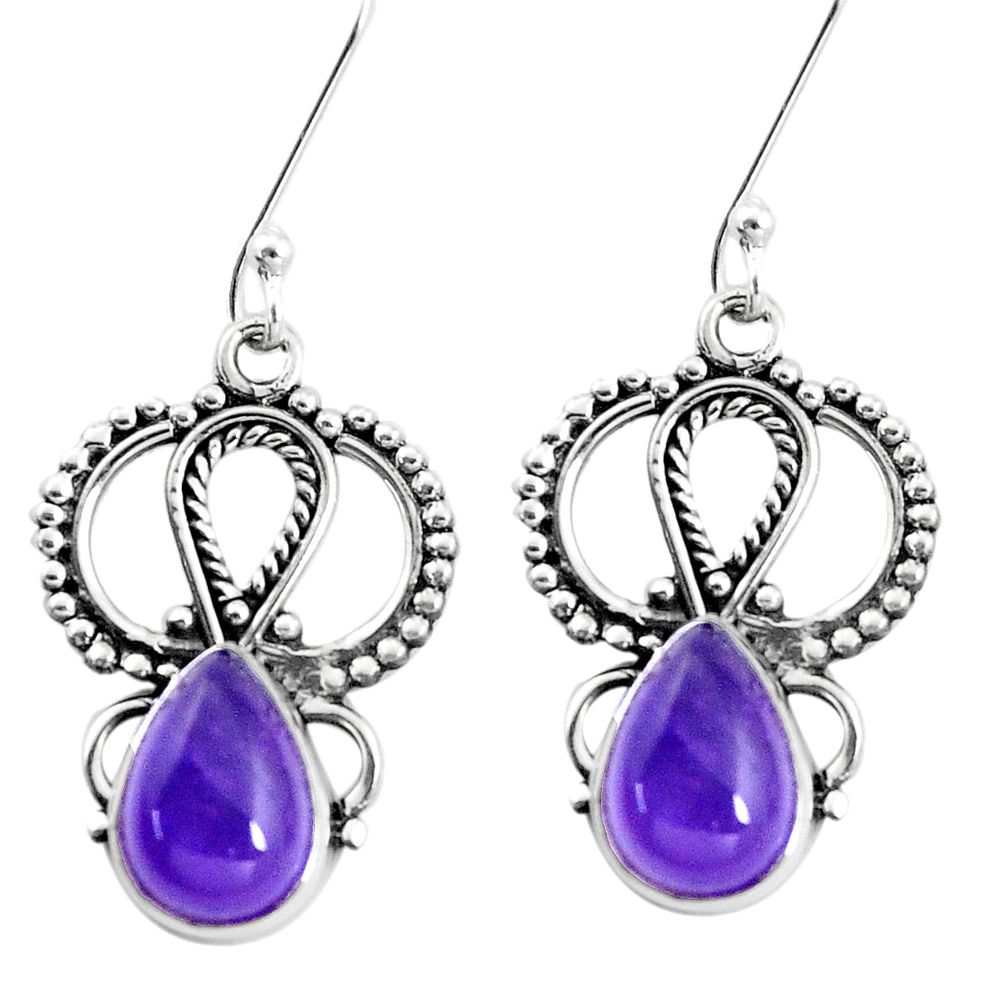 6.04cts natural purple amethyst 925 sterling silver dangle earrings p13272