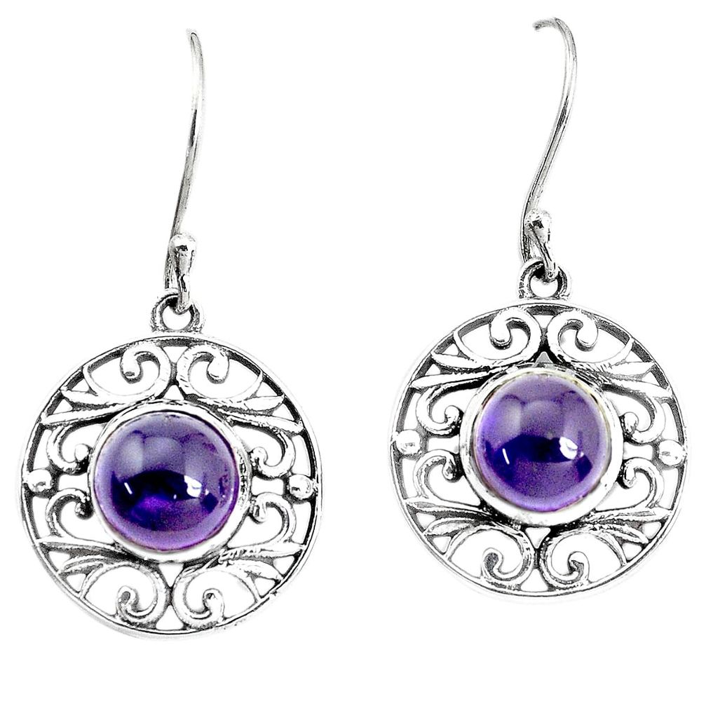 5.38cts natural purple amethyst 925 sterling silver dangle earrings p34488