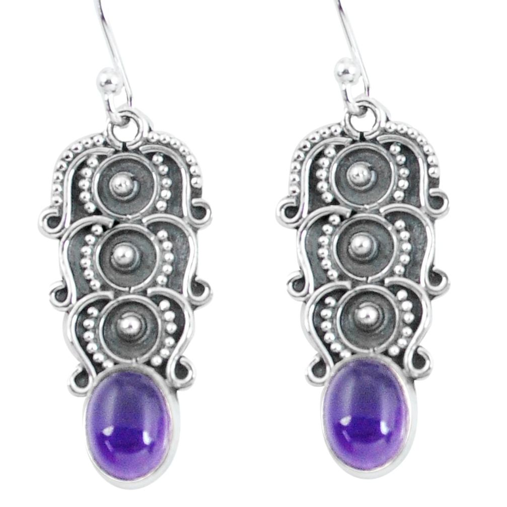 4.46cts natural purple amethyst 925 sterling silver dangle earrings p59941