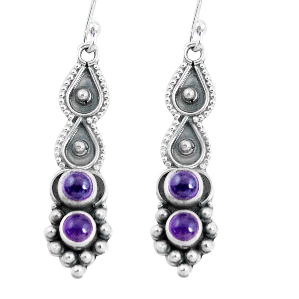 purple amethyst 925 sterling silver dangle earrings p60121