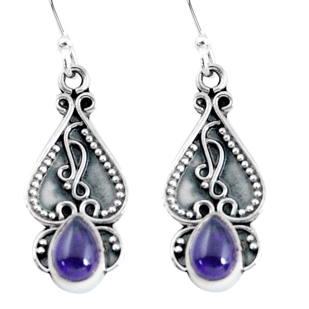 3.18cts natural purple amethyst 925 sterling silver dangle earrings p60171