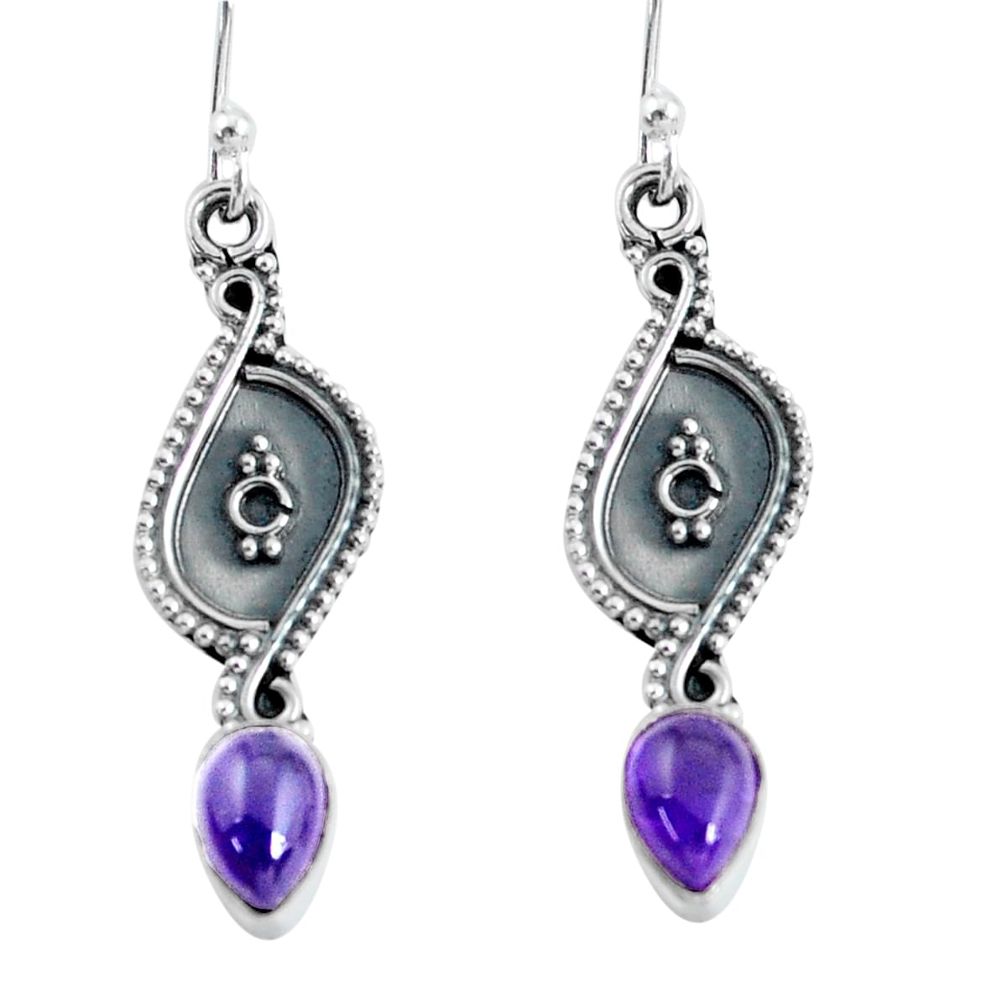 2.98cts natural purple amethyst 925 sterling silver dangle earrings p60185