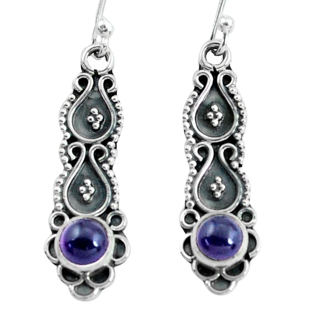 1.61cts natural purple amethyst 925 sterling silver dangle earrings p60880