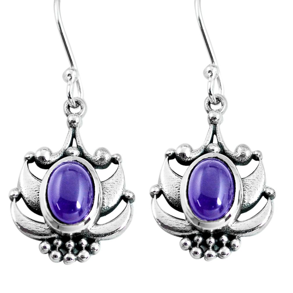 3.41cts natural purple amethyst 925 sterling silver dangle earrings p63889