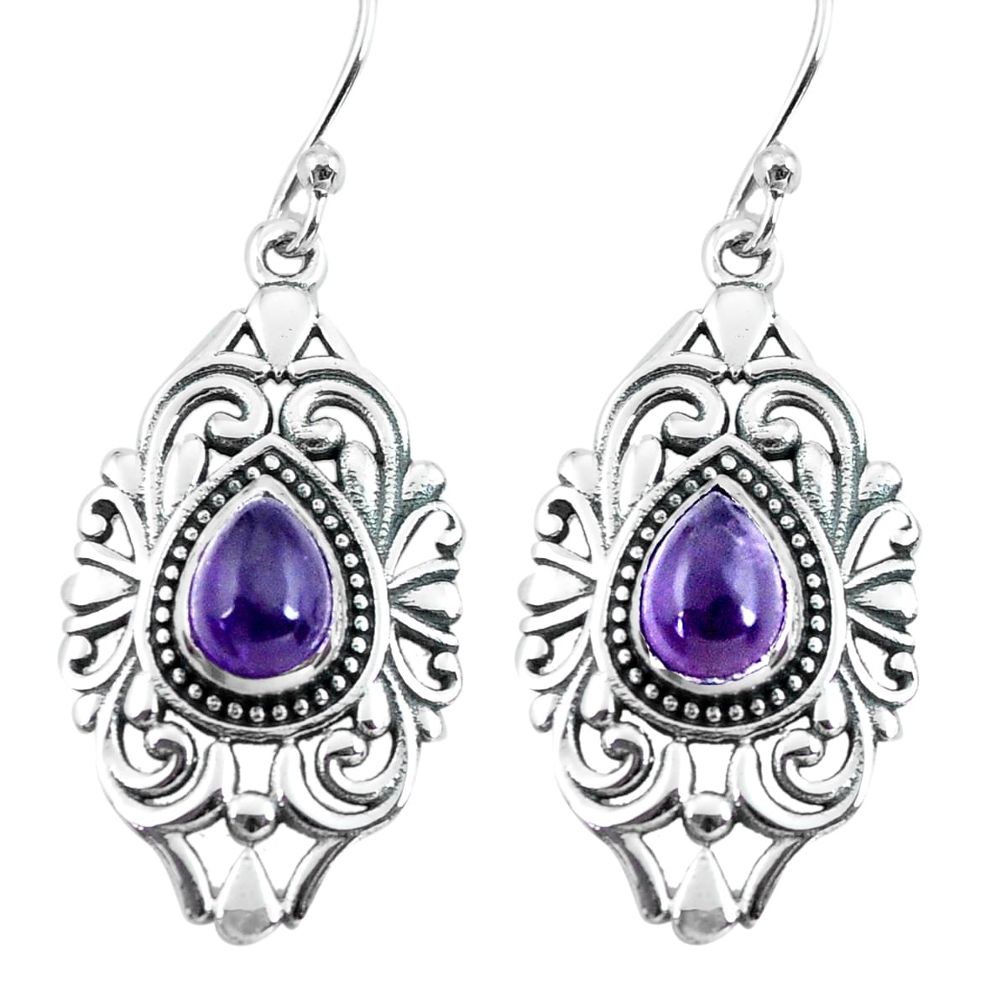 purple amethyst 925 sterling silver dangle earrings p64906