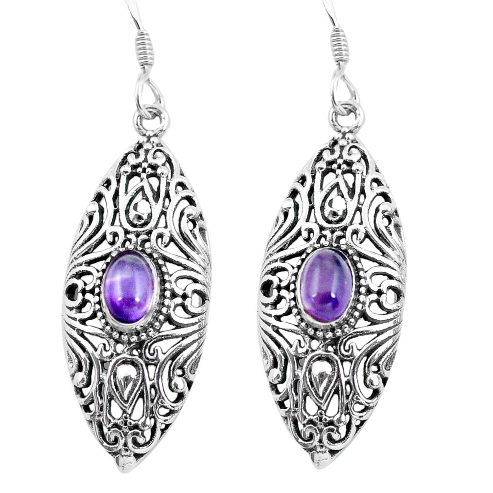 3.24cts natural purple amethyst 925 sterling silver dangle earrings p64916