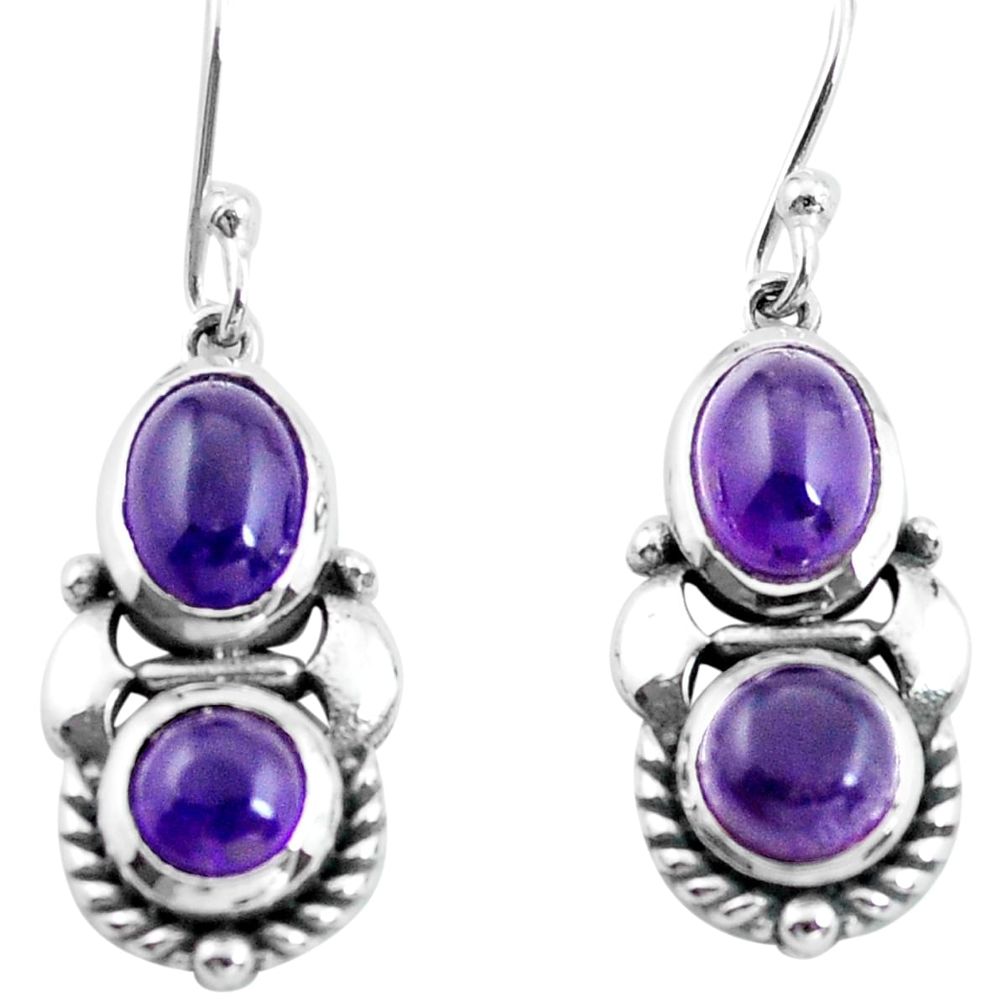 6.36cts natural purple amethyst 925 sterling silver dangle earrings p64982
