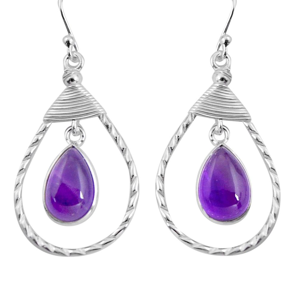 9.86cts natural purple amethyst 925 sterling silver dangle earrings p89972