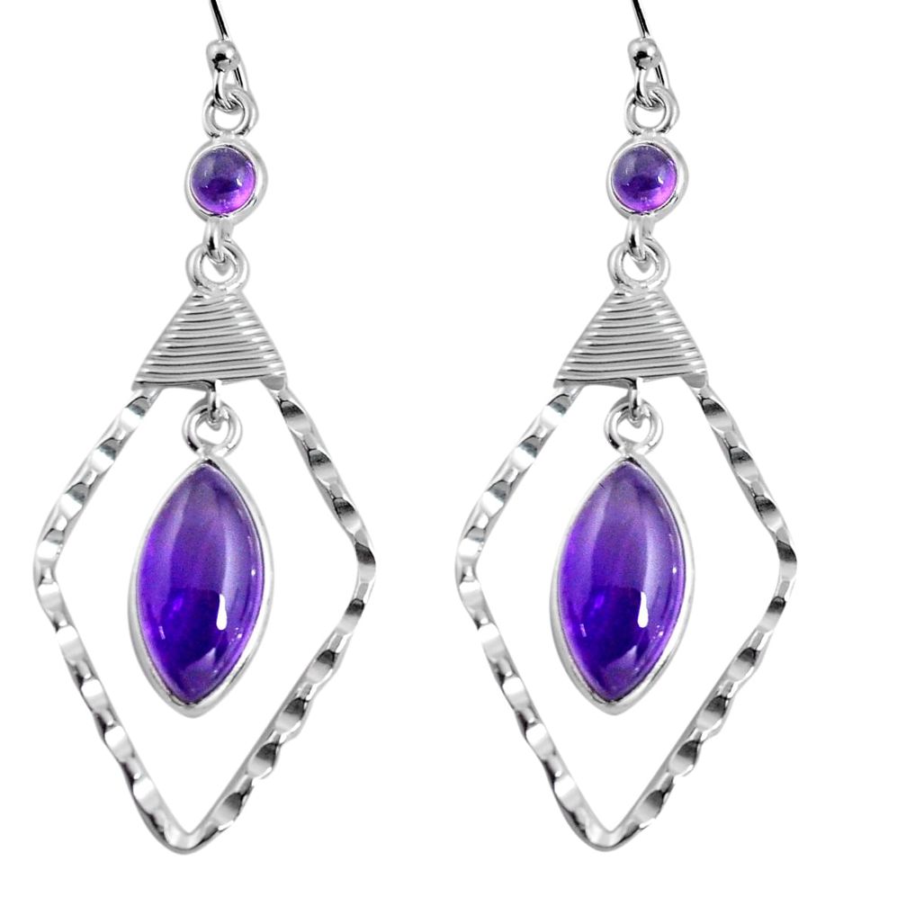 12.22cts natural purple amethyst 925 sterling silver dangle earrings p90003