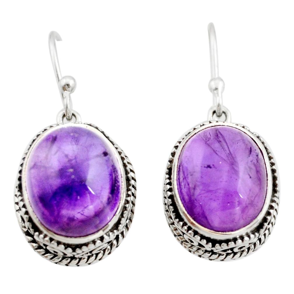 10.16cts natural purple amethyst 925 sterling silver dangle earrings r21836