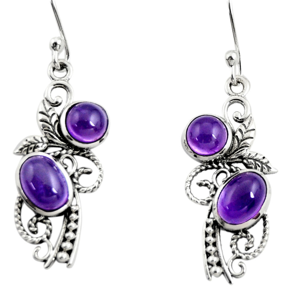 4.42cts natural purple amethyst 925 sterling silver dangle earrings r26082