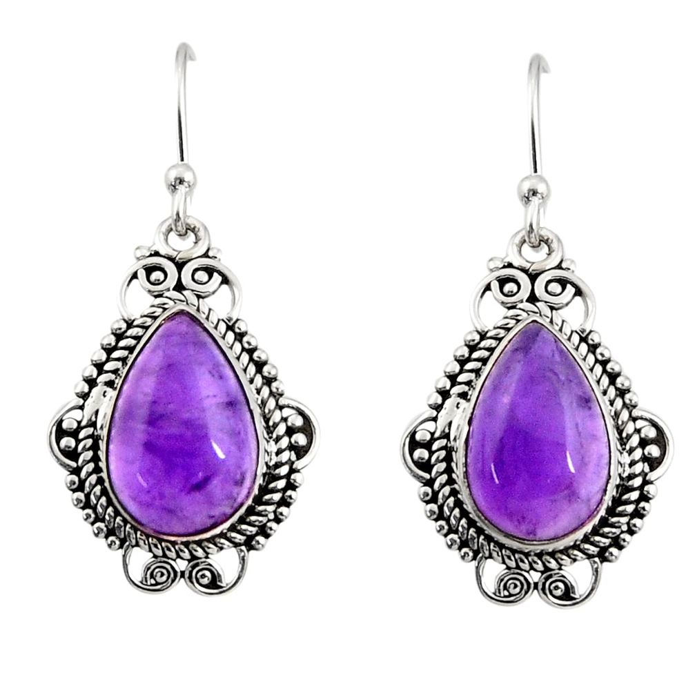 8.73cts natural purple amethyst 925 sterling silver dangle earrings r30955