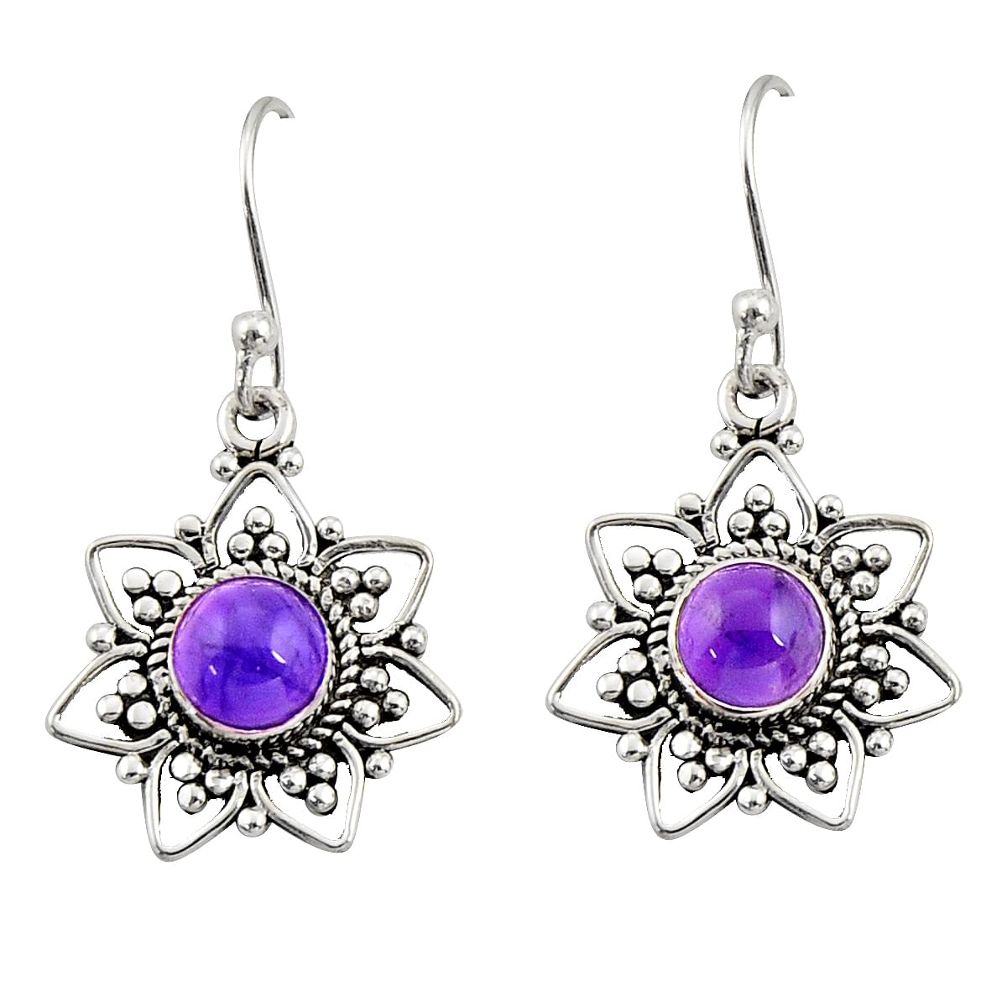 2.61cts natural purple amethyst 925 sterling silver dangle earrings r31170