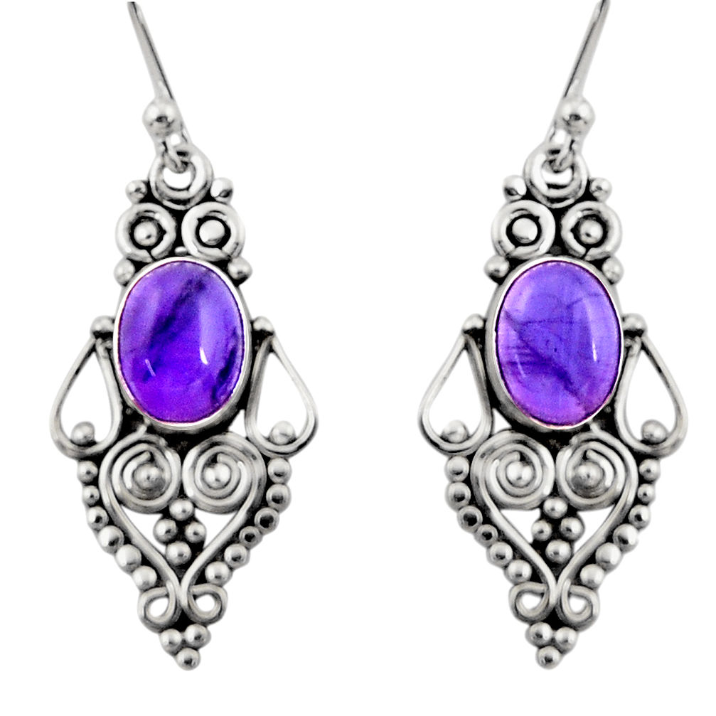 4.28cts natural purple amethyst 925 sterling silver dangle earrings r31186