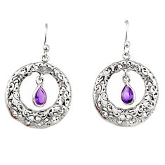 Clearance Sale- 2.23cts natural purple amethyst 925 sterling silver dangle earrings r33042