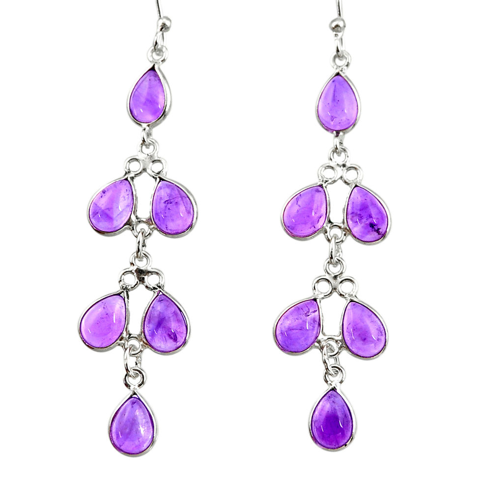 12.99cts natural purple amethyst 925 sterling silver dangle earrings r33133