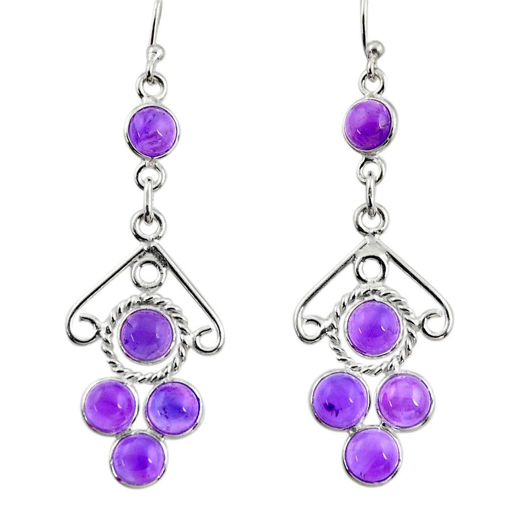 7.25cts natural purple amethyst 925 sterling silver dangle earrings r33425