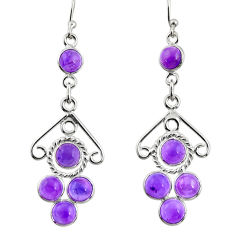 7.00cts natural purple amethyst 925 sterling silver dangle earrings r33426