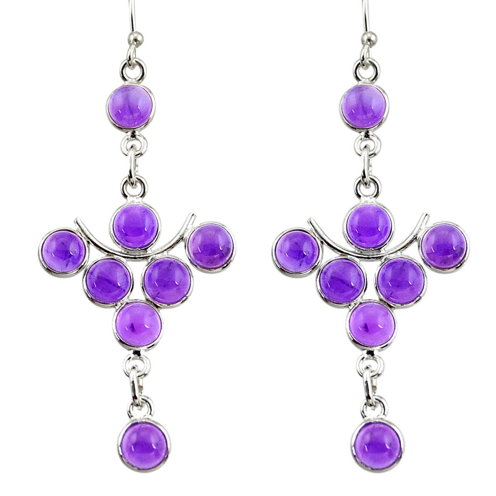 13.66cts natural purple amethyst 925 sterling silver dangle earrings r33566