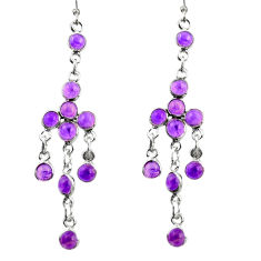 Clearance Sale- 13.15cts natural purple amethyst 925 sterling silver dangle earrings r35702