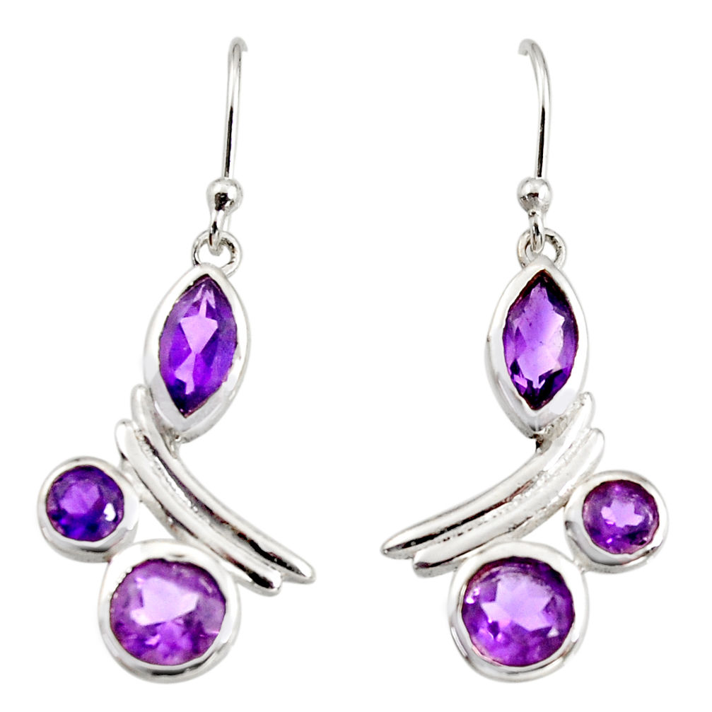 8.77cts natural purple amethyst 925 sterling silver dangle earrings r36761