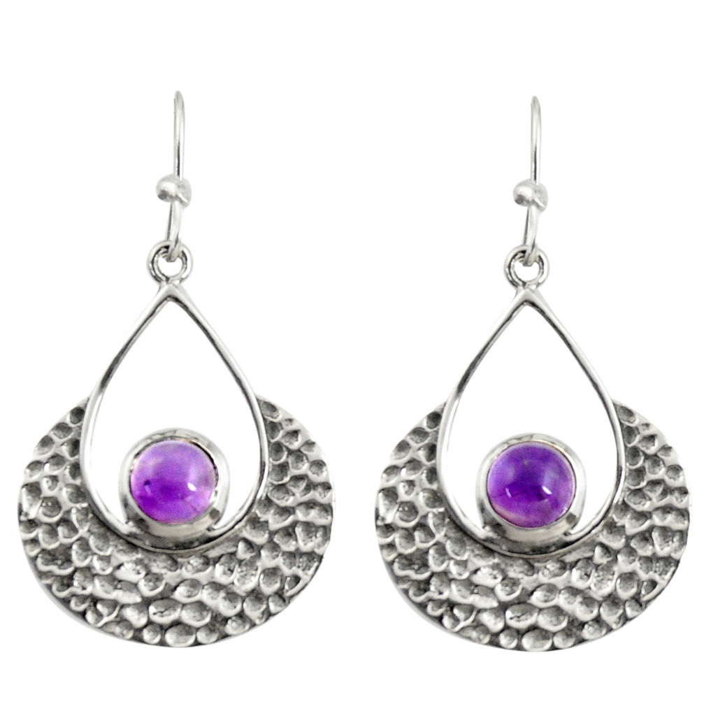 1.96cts natural purple amethyst 925 sterling silver dangle earrings r39087