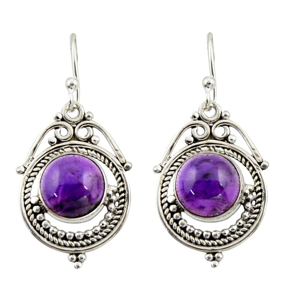 8.59cts natural purple amethyst 925 sterling silver dangle earrings r42323