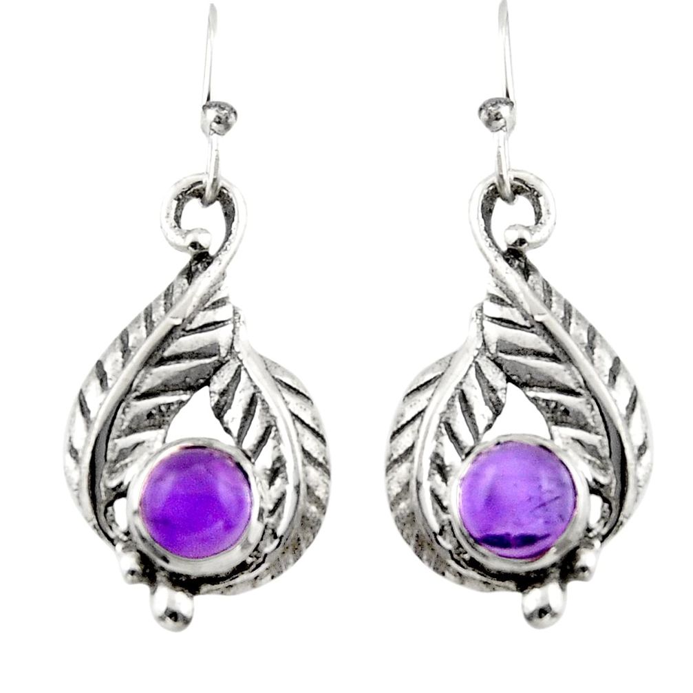 1.97cts natural purple amethyst 925 sterling silver dangle earrings r42908