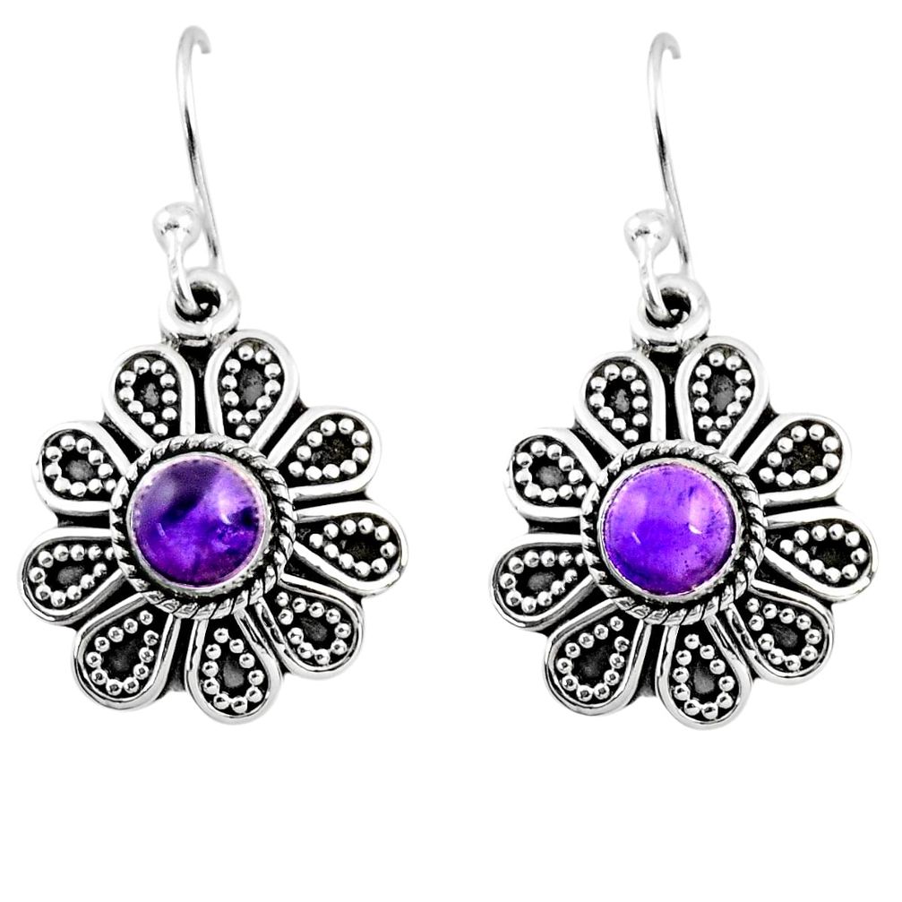 1.49cts natural purple amethyst 925 sterling silver dangle earrings r54005