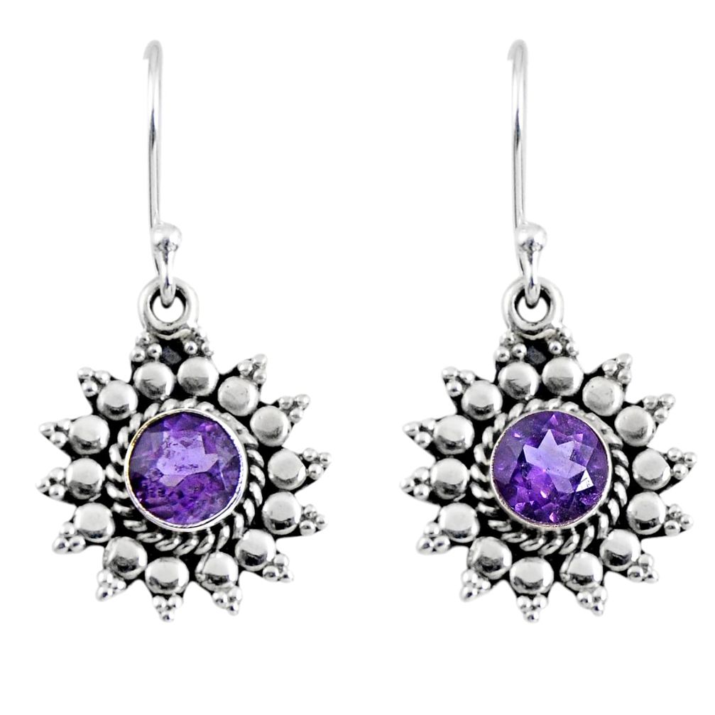 3.07cts natural purple amethyst 925 sterling silver dangle earrings r55185